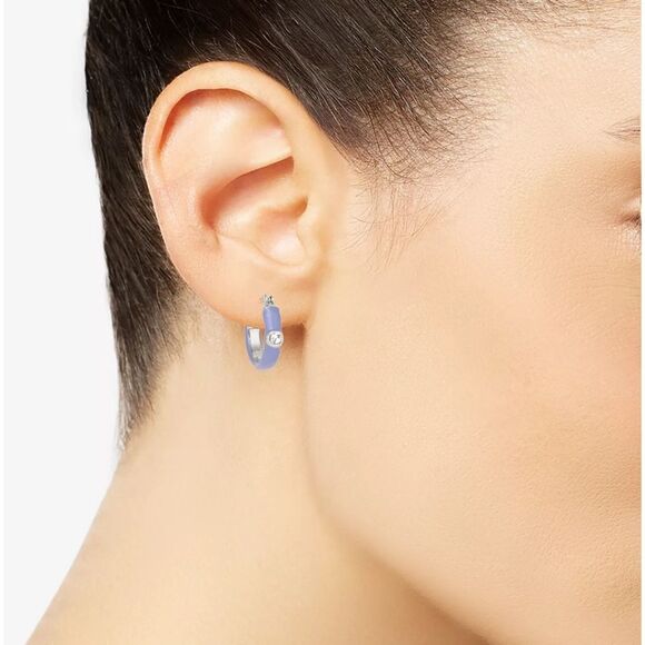 🎁On 34th 3-Pc. Set Small Pavé & Color Mixed Style Hoop Earrings, 0.6" - Picture 5 of 8